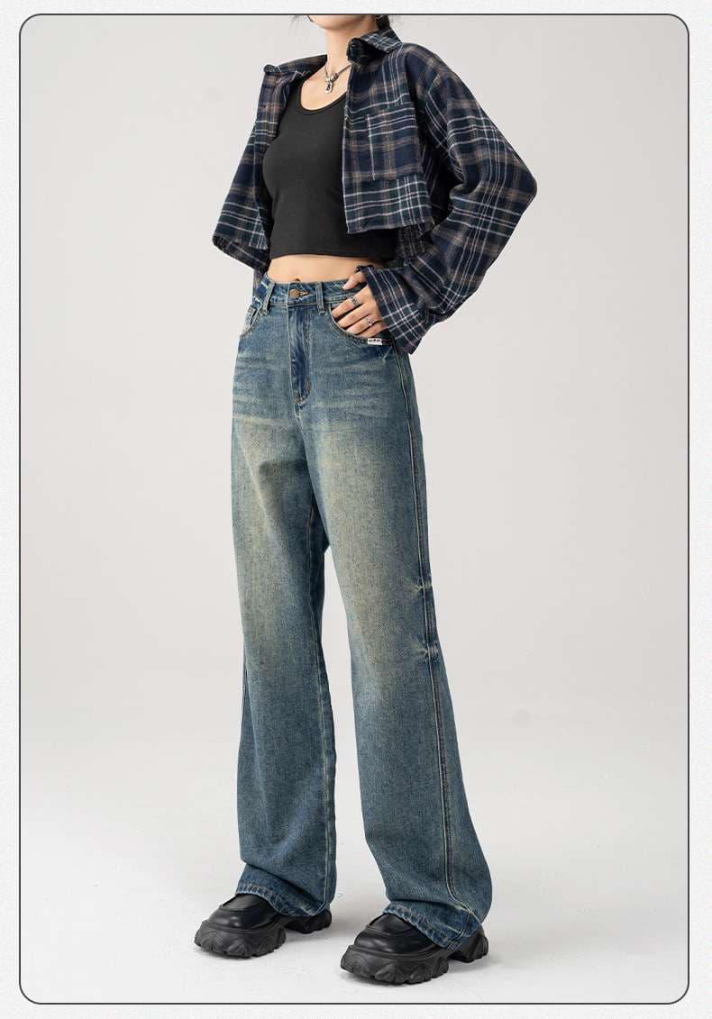 Y2Kファッション バギーデニムパンツ