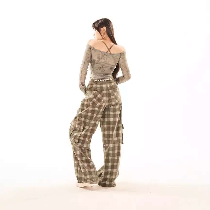 Y2Kファッション オフショルダープリント長袖トップス
