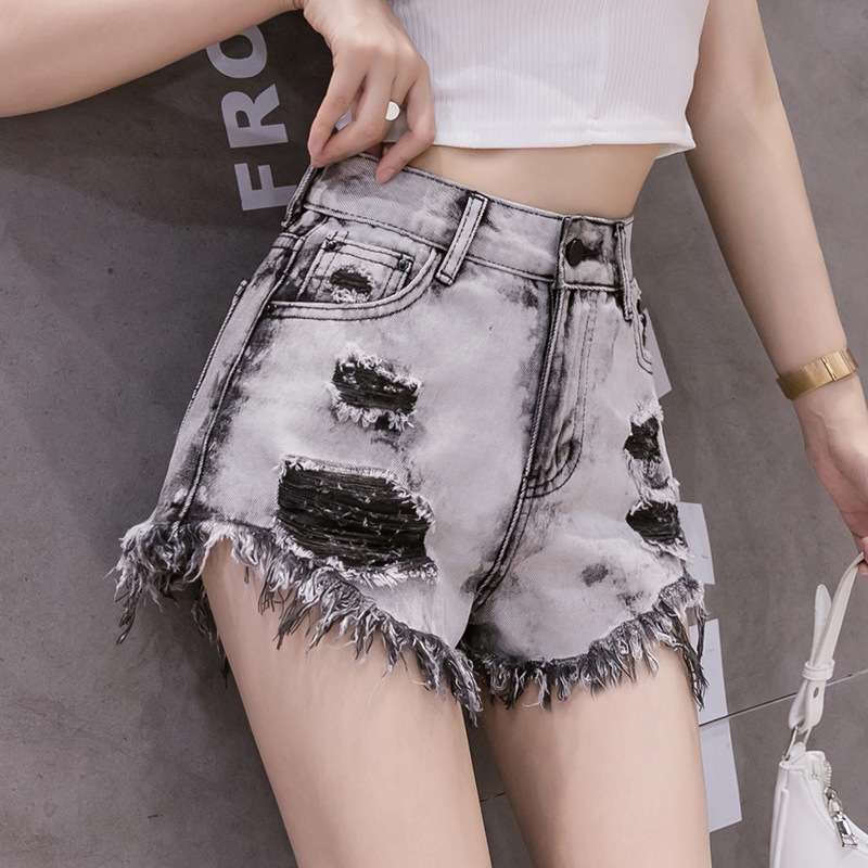Y2Kファッション ダメージ加工デニムショートパンツ