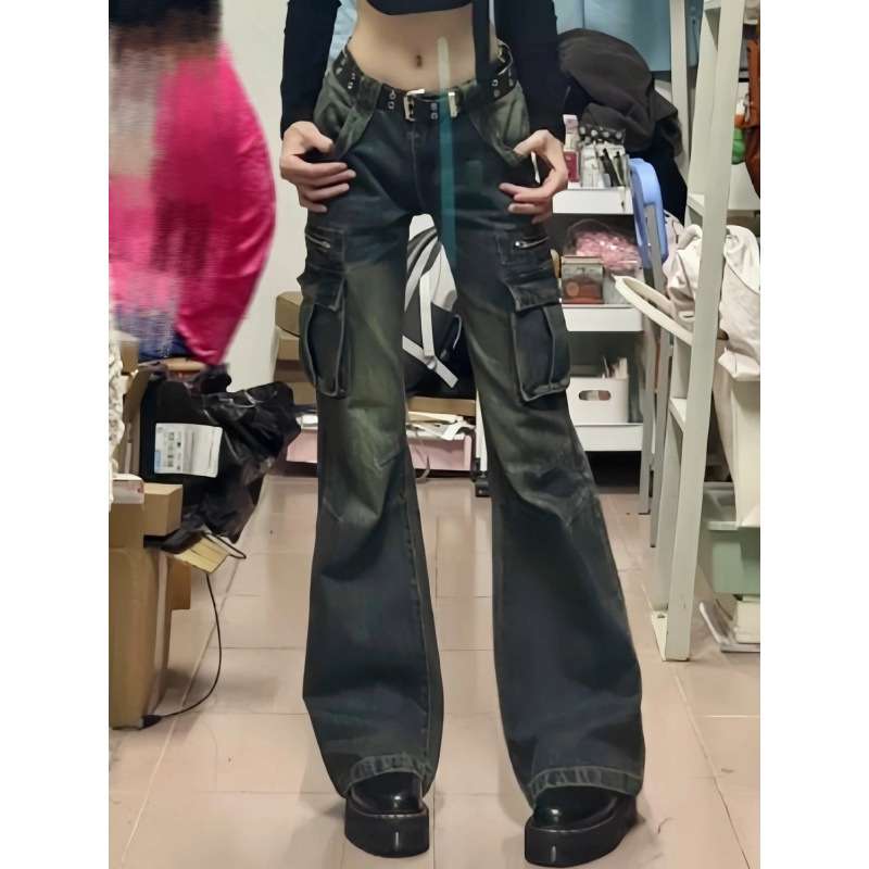 Y2Kファッション ローライズカーゴフレアパンツ