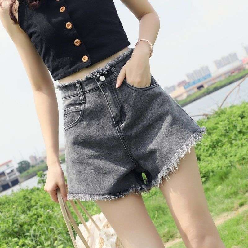 Y2Kファッション フリンジデニムショートパンツ
