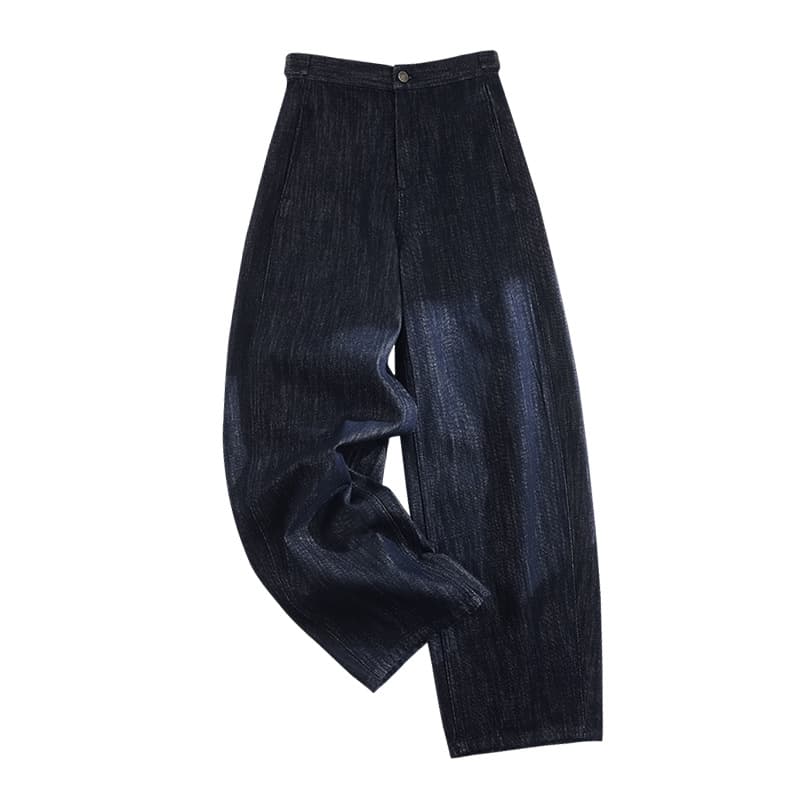 Y2Kファッション 高腰シルエット鎌型デニムパンツ