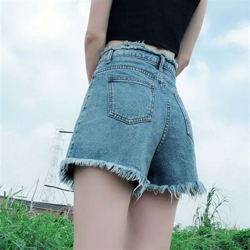 Y2Kファッション フリンジデニムショートパンツ