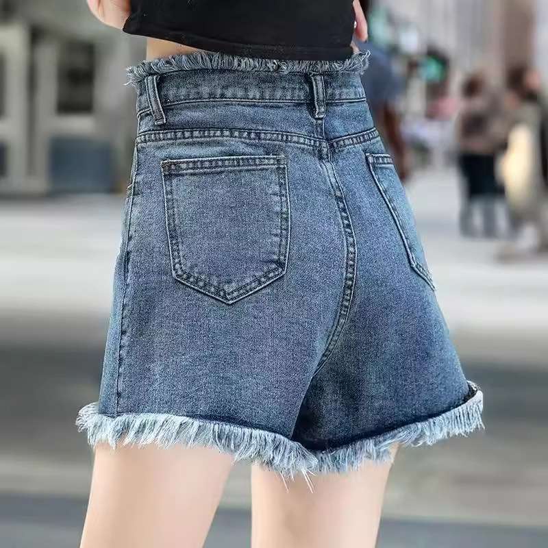 Y2Kファッション フリンジデニムショートパンツ