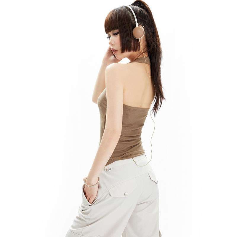 Y2Kファッション レトロ風タンクトップ