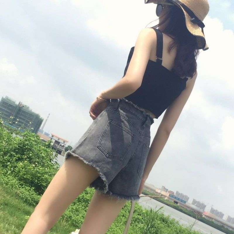 Y2Kファッション フリンジデニムショートパンツ