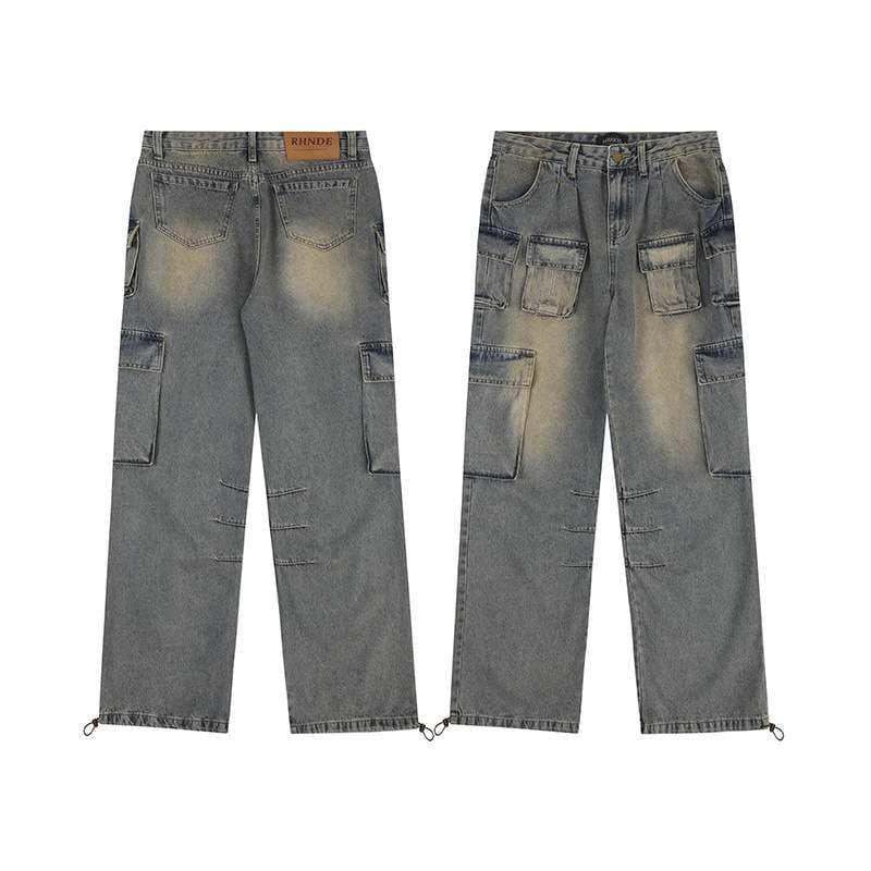 Y2Kファッション カーゴポケット付きワイドデニム