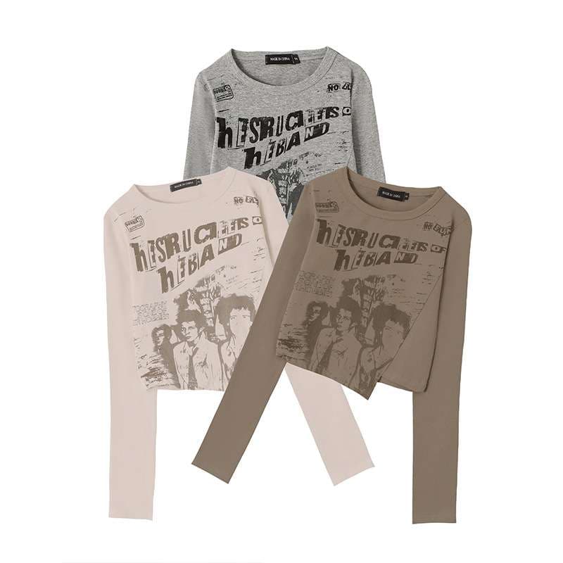 Y2Kファッション 青春グランジロックトップス