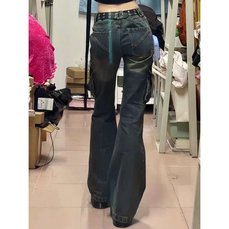 Y2Kファッション ローライズカーゴフレアパンツ