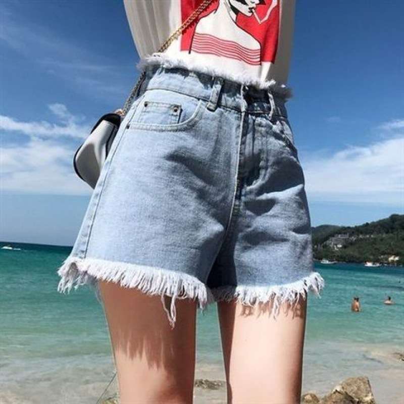Y2Kファッション フリンジデニムショートパンツ