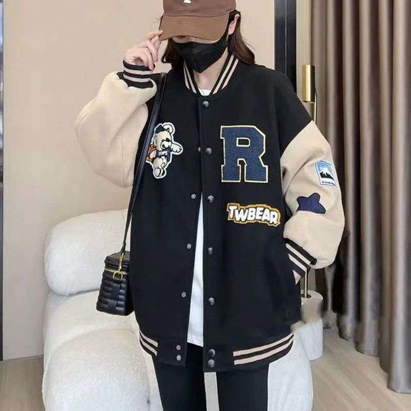 Y2Kファッション レトロ風ベースボールジャケット