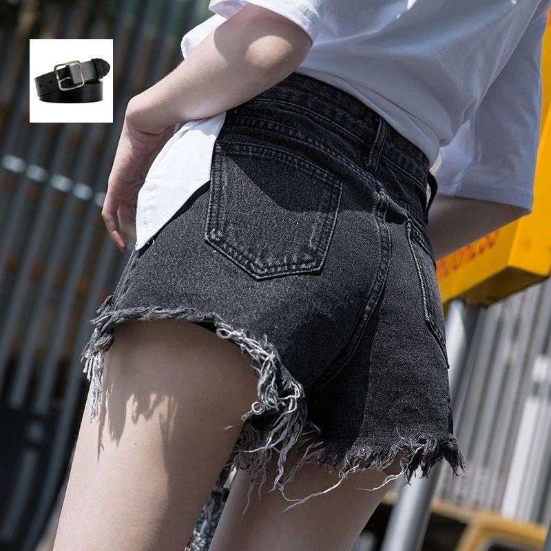 Y2Kファッション フリンジカットオフデニムショートパンツ