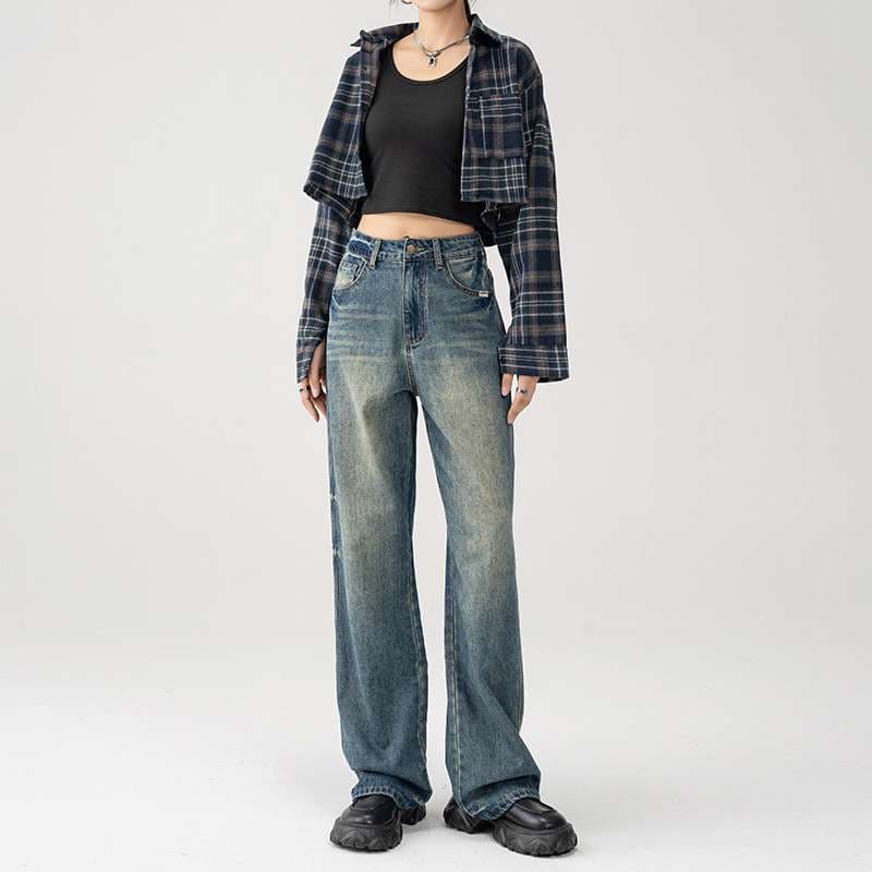 Y2Kファッション バギーデニムパンツ