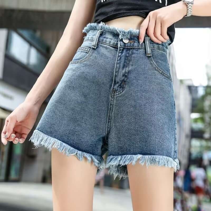 Y2Kファッション フリンジデニムショートパンツ
