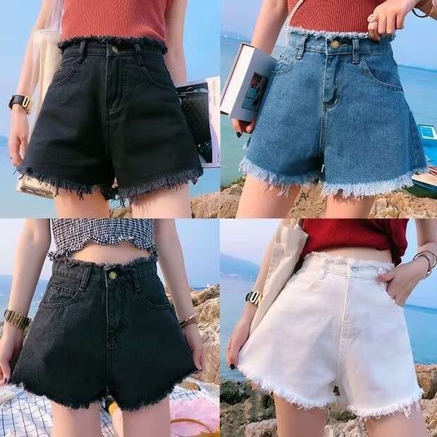 Y2Kファッション フリンジデニムショートパンツ