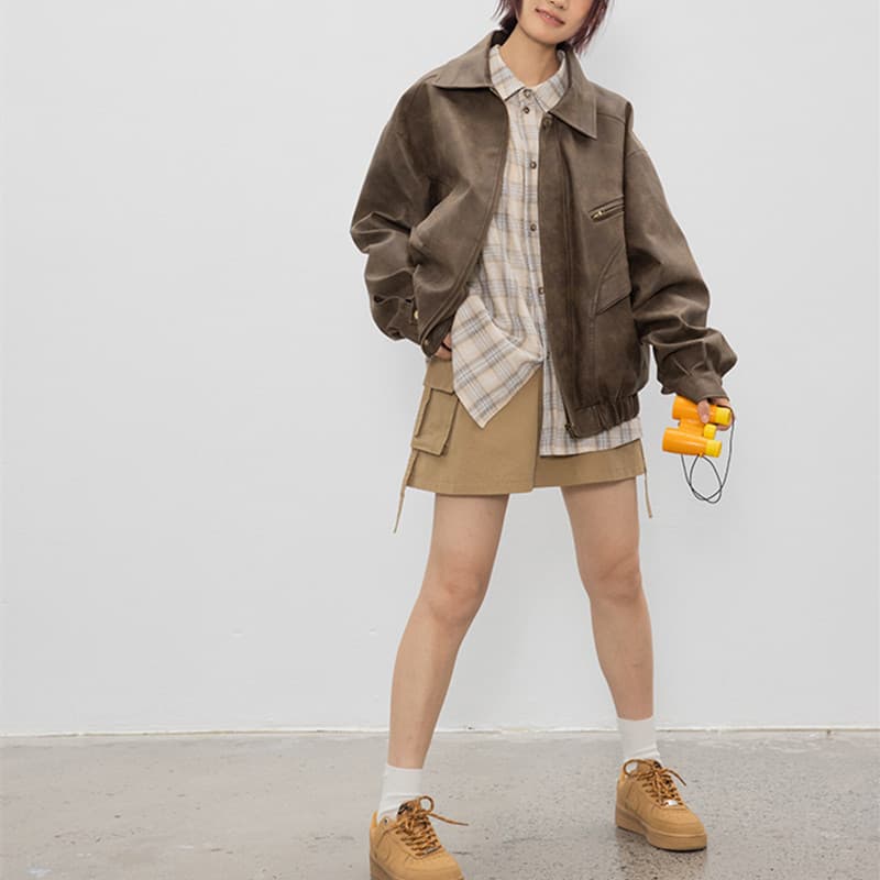 Y2Kファッション レトロブルゾン