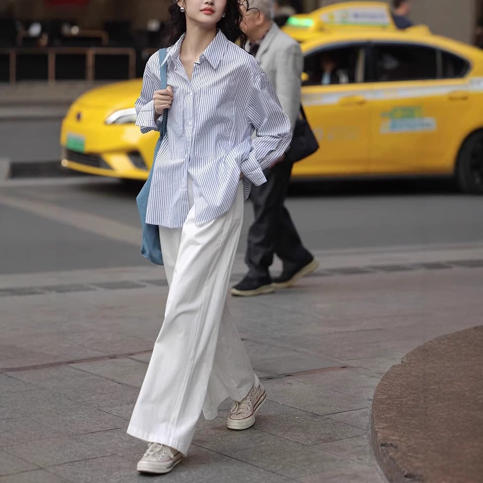 Y2Kファッション ハイウエストワイドレッグパンツ