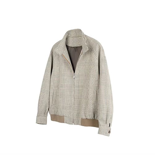 Y2Kファッション レトロ千鳥格子ハリントンジャケット
