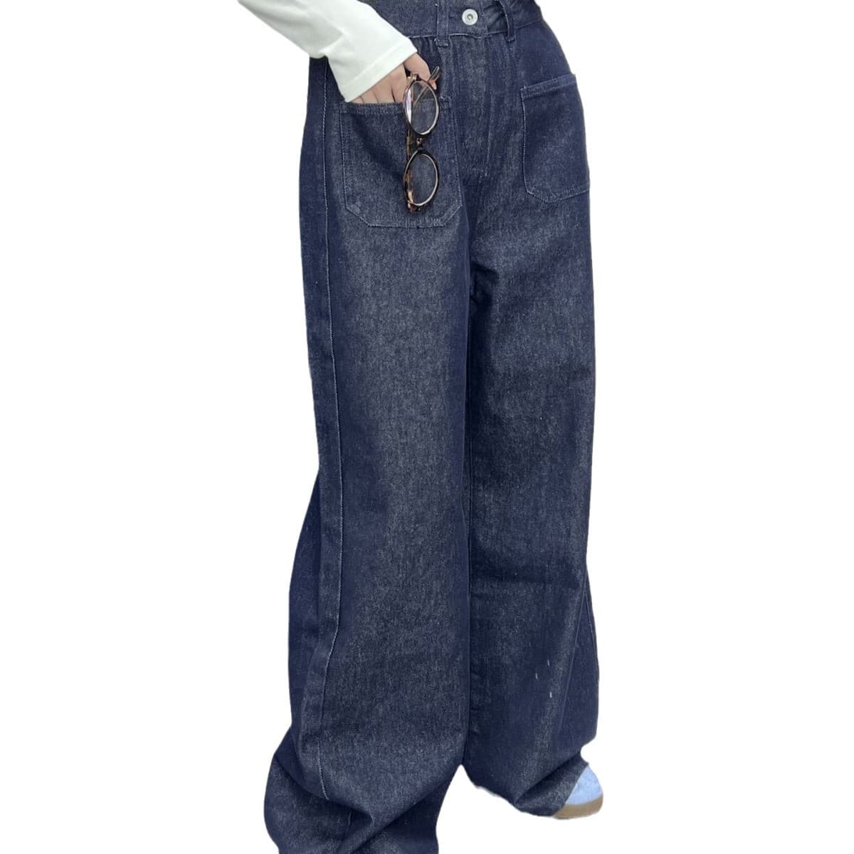 Y2Kファッション ハイウエストワイドデニムパンツ