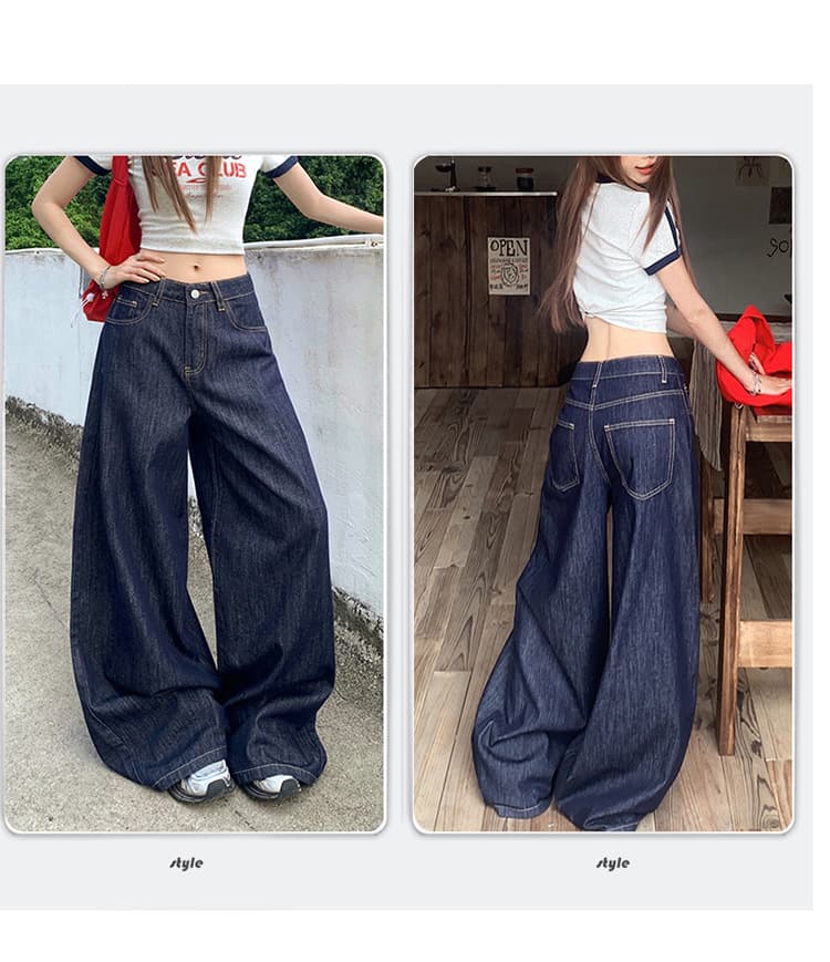 Y2Kファッション 超ワイドデニムパンツ ロング丈